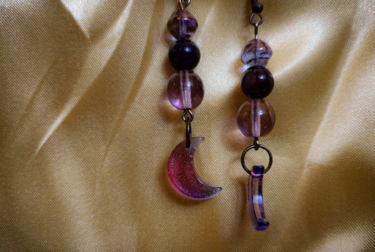 Purple Moon Dangle Earrings